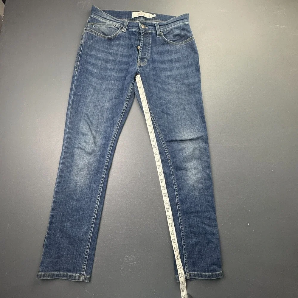 Topman Men's 33x32 Blue Slim Jeans Stretch Denim Button Fly Cotton Blend Casual